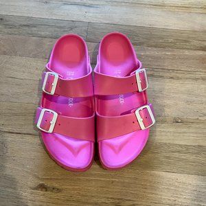 Bright Pink Rubber Birkenstocks